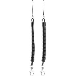 Plastic Flexible Spring Coil Cable Design Key Chain Strap Black 2pcs