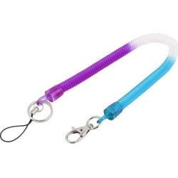 Blue Purple Plastic Spring Coil Cord Keychain Strap Lanyard Rope Key Holder