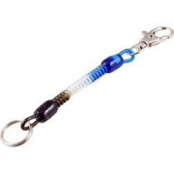 Blue Clear Black Flexible Spring Coil Cord Keychain Strap Key Holder