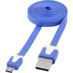 Unique Bargains Cell Phone 3.3Ft Micro USB Flat Data Sync Charger Cable Lead Line Blue