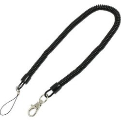 Unique Bargains Black Plastic Coil Cord Key Chain Rope Strap w Lobster Clip
