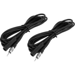Unique Bargains Car 3 Meters Length Black Stereo FM Radio Antenna Plug Extension Cable 2 Pcs
