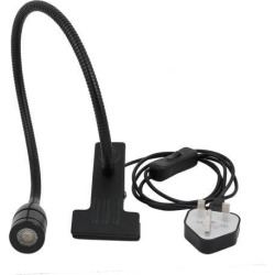 USB Port 1*3W 60 Degree Beam Angle 50cm Arm Warm White UK Plug LED Clip Desk Lamp Light Black
