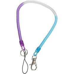 Unique Bargains Elastic Coil Cord Keyring Rope Purple Blue Clear w Clip