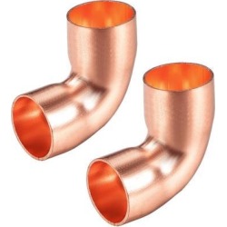 1/2-inch ID 90 Degree Copper Elbow Short-Turn Copper Pipe Fitting Conector for Plumbing 2pcs