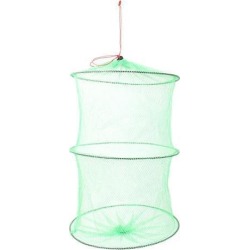 Unique Bargains 1.4ft Nylon Metal 2 Sections Portable Fishing Landing Net Fish Angler Mesh Keepnet Crawfish Shrimp Green