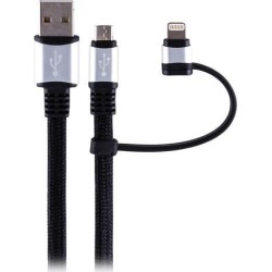Staples 6.6' Pro Series 2-in-1 Micro USB & Lightning Charge/Sync Cable Black