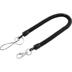 Flexible Lobster Clasp Stretch Coiled Cord Keychain Key Holder 38cm Long Black