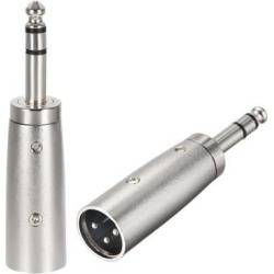 XLR Male to 1/4' Male TRS Adapter, Gender Changer - XLR-M to 6.35mm Balanced Coupler Adapters, Balanced Plug In Audio Connector, Mic Male Plug 2pcs