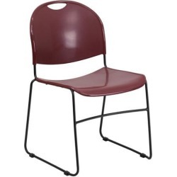 HERCULES Series 880 lb. Capacity Burgundy Ultra-Compact Stack Chair with Black Frame