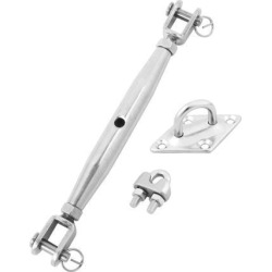 M6 6mm Thread 304 Stainless Steel Adjustable Rope Wire Tighten Turn Buckles 3 in 1