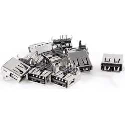 Unique Bargains 10pcs 90 Degree 4-Pin DIP Through Point PCB Mount USB A Female Jack Socket
