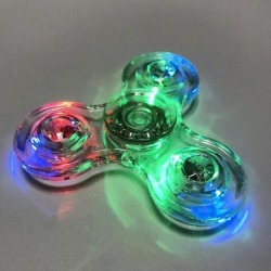 Transparent Crystal LED Fidget Hand Spinner Torqbar Brass Finger Toy Focus Gyro Gift Toy for Kids & Adults
