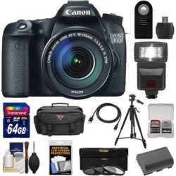 Canon EOS 70D Digital SLR Camera & EF-S 18-135mm IS STM Lens with 64GB Card + Battery + Case + 3 Filters + Flash + Tripod + Accessory Kit