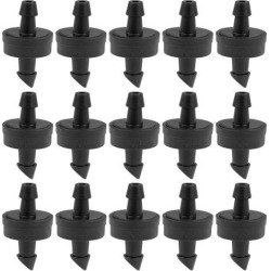 Pressure Compensating Dripper 2.6GPH 10L/H Emitter for Garden Lawn Drip Irrigation with Barbed Hose Connector Plastic Black 50pcs