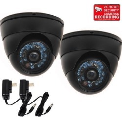 VideoSecu 2 Pack Weatherproof Outdoor Indoor Infrared Night Vision Security Camera 1/3" CCD 480TVL 3.6mm Wide View Angle Lens with 2 Power Supply for