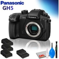 Panasonic Lumix DC-GH5 Mirrorless Micro Four Thirds Digital Camera (Body Only) w/ 2 x Extra Batteries and Cleaning Kit
