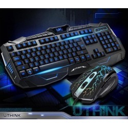 axGear USB LED Light Gaming Keyboard and Mouse Set Color Backlit Multimedia Keys