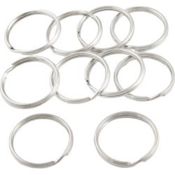 Unique Bargains 24mm Shiny Metal Double Loop Split Ring Key Holder Keyring 10 Pcs