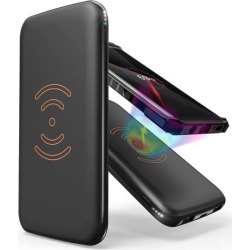BLACK QI WIRELESS CHARGER PAD 8000mAh PORTABLE BATTERY POWER BANK FOR CELL PHONE