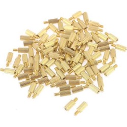 100 Pcs Male Female PCB Thread Brass Pillars Standoff Spacers M2x6mmx9mm