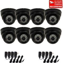 VideoSecu 8 Weatherproof Outdoor Indoor Security Camera 3.6mm Wide Angle View IR Day Night Vision Built-in 1/3' SONY Effio CCD with 8 Power Supply