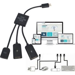 Double Useful Tool Male To Female Fashion New Port 3 In 1 Extender Adapter Cable Micro USB HUB OTG