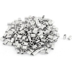 Unique Bargains 300pcs Oval Aluminum Sleeves Clamps for 1mm Wire Rope Swage Clip