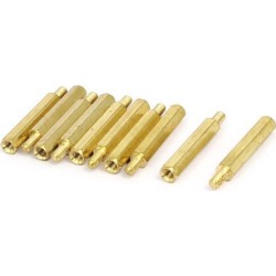M3 x 25mm+6mm Male to Female Thread Brass Hex Hexagonal Standoff Spacers 10PCS