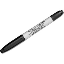 Sharpie Twin-Tip Permanent Marker Fine/Ultra Fine Point Black Dozen 32001