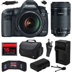 Canon EOS 5D Mark III 22.3 MP Full Frame CMOS Digital SLR Camera with EF 24-105mm f/4 L IS USM Lens and EF-S 55-250mm f/4-5.6 IS STM Lens with 16GB.