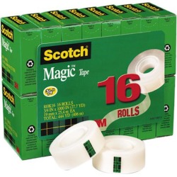 Scotch 810K16 Magic Office Tape Value Pack, 3/4' x 1000', 1' Core, Clear, 16 Rolls/Pack