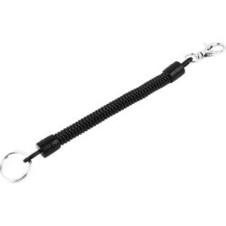 Lobster Clasp Coiled Lanyard Keychain Key Holder Black 20.5cm