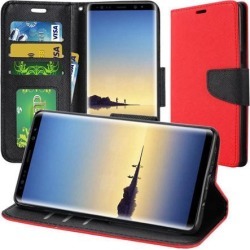 Trendy Wallet Flip Credit Card Case With Stand - Red