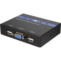 Nippon Labs KVM-4R-4FT 4 Port Metal Casing USB VGA KVM Switch with 4ft Built-In Cables and Remote Flip Button