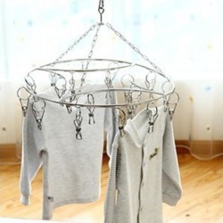 Stainless Steel Laundry Drying Rack With 20-Clip for Clothes Sock Underwear