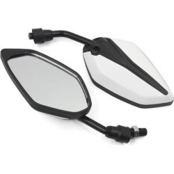 Unique Bargains Universal Motorcycle Chopper Cruiser Rearview Side Mirrors 10mm White Black 2pcs