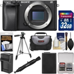 Sony Alpha A6300 4K Wi-Fi Digital Camera Body with 32GB Card + Case + Battery & Charger + Tripod + Kit