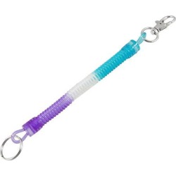 Unique Bargains Lobster Clasp Purple Blue Spring Elastic Plastic Coil Cord Strap Keychain Rope