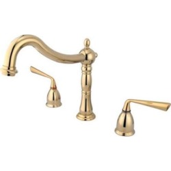 Two Handle Roman Tub Filler in Polished Brass by Kingston Brass