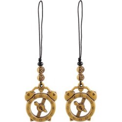 Unique Bargains 2 x Wood Clock Pendant Handbag Purse MP4 Phone Hanging Ornament