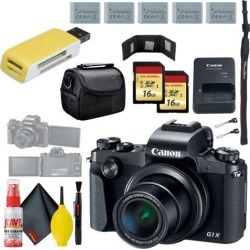 Canon PowerShot G1 X Mark III Digital Camera & 16GB MicroSD x2 & Carrying Case & Battery x4