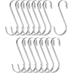 Stainless Steel S Hooks 3.6' S Shaped Hook Hangers for Kitchen Bathroom Bedroom Storage Room Office Outdoor Multiple Uses 15pcs