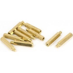 M3x20mm+4mm Male to Female Thread 0.5mm Pitch Brass Hex Standoff Spacer 10Pcs