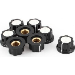 Unique Bargains 8pcs 16mm Cap Top 6mm Shaft Insert Dia Plastic Nonslip Potentiometer Rotary Knob