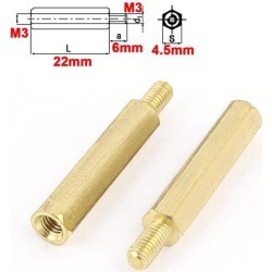 Unique Bargains 100Pcs M3 22mm+6mm Male to Female Hex Standoff Spacer Screw Pillar for PCB Board