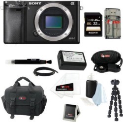 Sony a6000: Alpha a6000 ILCE-6000/B ILCE6000B 24.3 Interchangeable Lens Camera Body + Sony 32GB SDHC Card + Case + Wasabi Power Replacement NP-FW50.