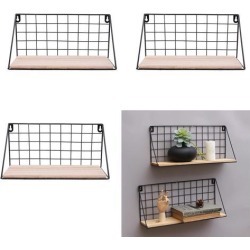 4 Pcs Wall Storage Rack Shelf Holder Home Office Cafe Decor Vintage Style