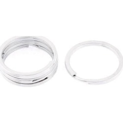 Unique Bargains Stainless Steel Ring Keyring Key Chain Replacement Silver Tone 3.5cm Dia 5pcs
