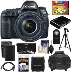 Canon EOS 5D Mark IV 4K Wi-Fi Digital SLR Camera & EF 24-105mm f/4L IS II USM Lens with 64GB Card + Battery & Charger + Case + 3 Filters + Tripod Kit